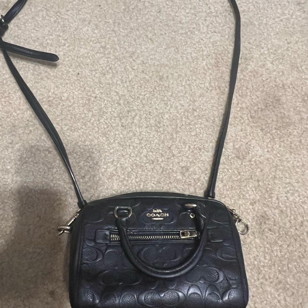Coach Black Leather Crossbody Bag with Adjustable Strap